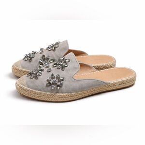 Halogen Blythe‎ Stone Suede Crystal embellished Mule Espadrille size 9